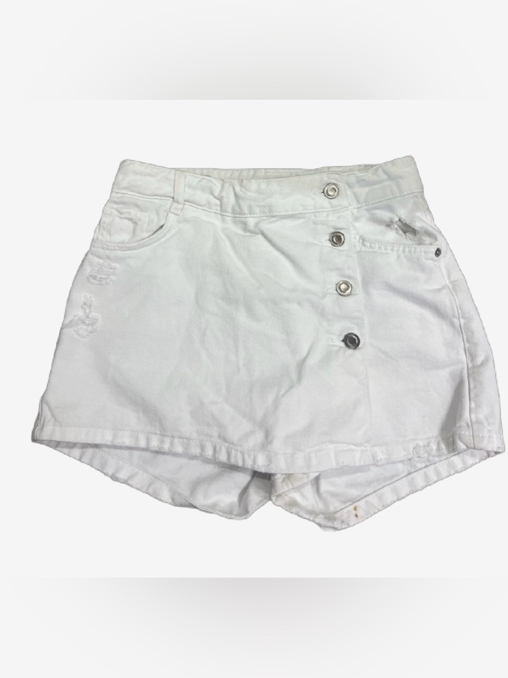 Zara White Button-Front Denim Skort